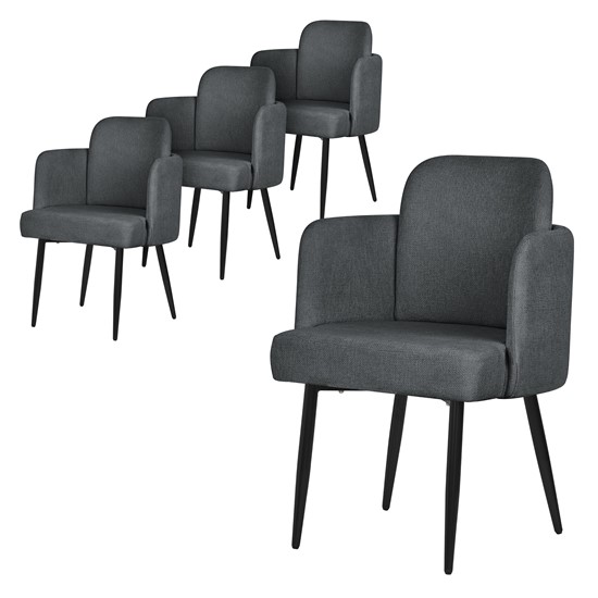 4x sillas de comedor funda tela antracita con respaldo y reposabrazos
