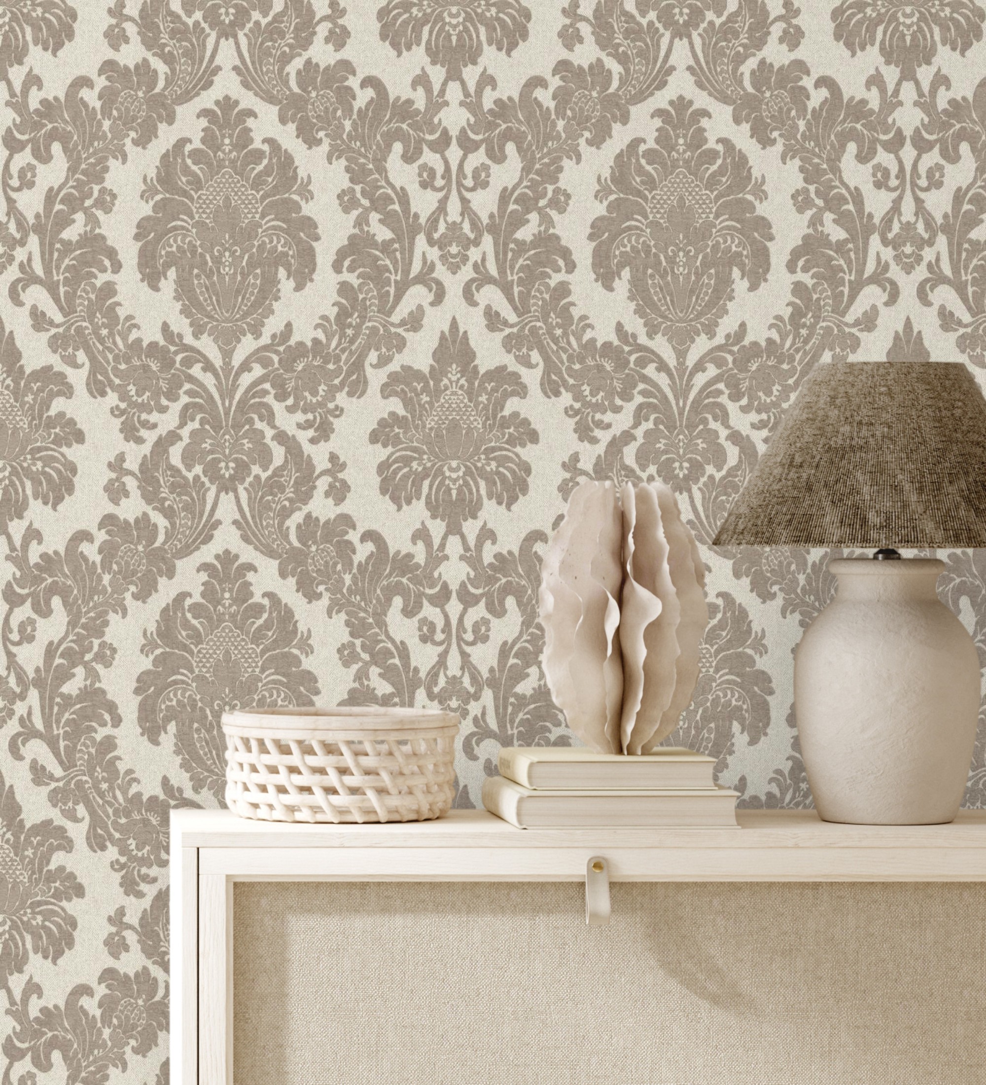 Papel pintado gaulan lavable damasco clásico entelado con 5.33m²