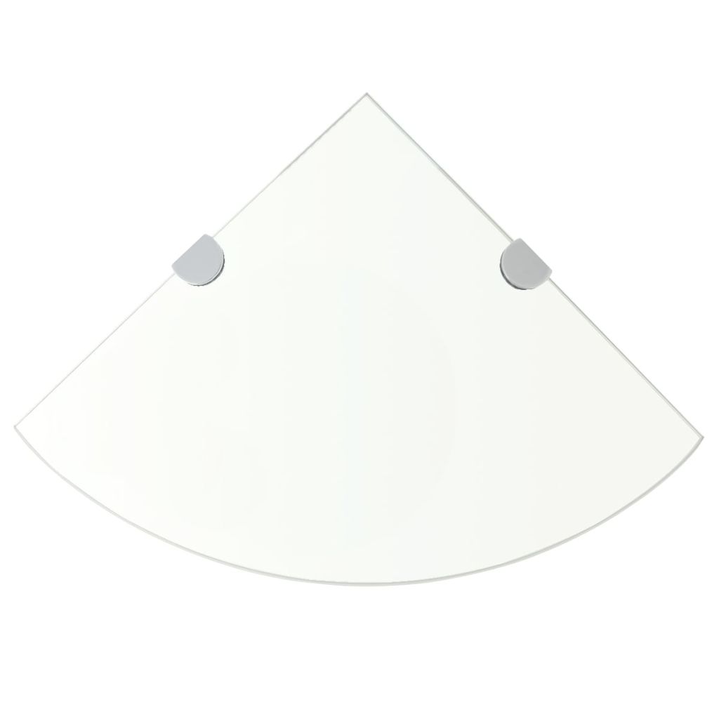 Estantería de diseño de esquina + soportes cromados cristal