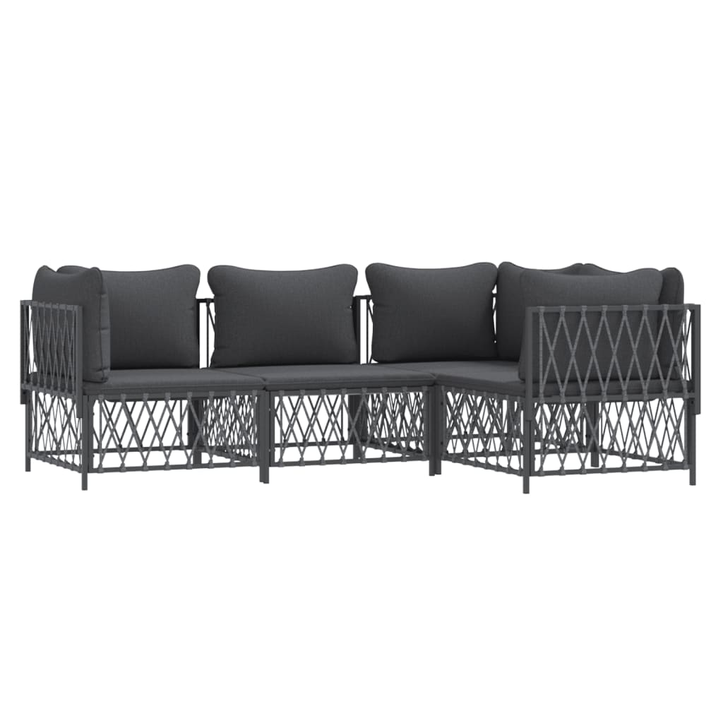 vidaXL juego muebles de jardín 4 pzas y cojines acero gris antracita