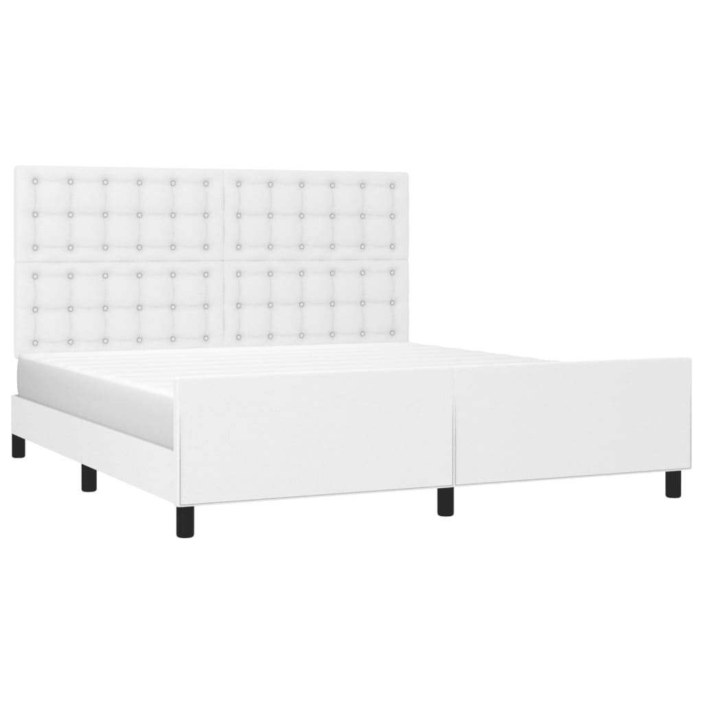 vidaXL estructura de cama cabecero cuero sintético blanco 180x200 cm
