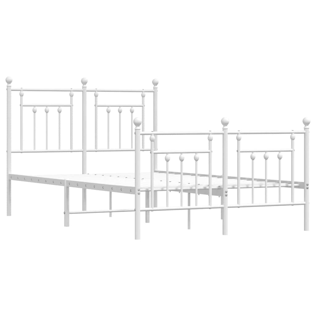 vidaXL estructura cama sin colchón con estribo metal blanco 135x190 cm
