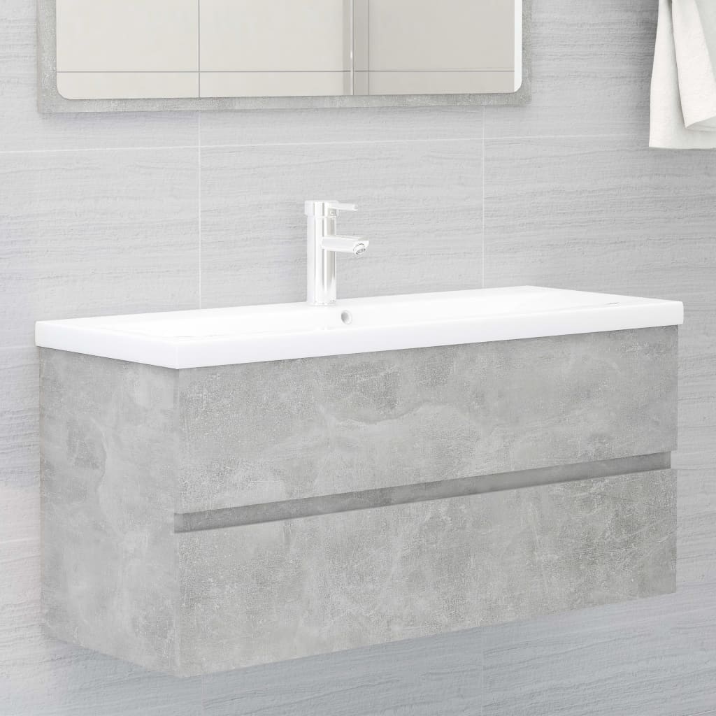 Armario para lavabo contrachapada gris hormigón 100x38,5x45 cm(sin lavabo)