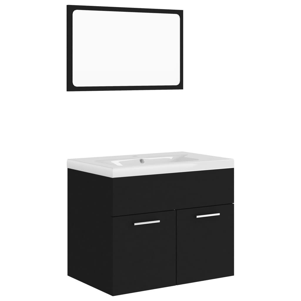 vidaXL juego de muebles de baño madera de ingeniería negro