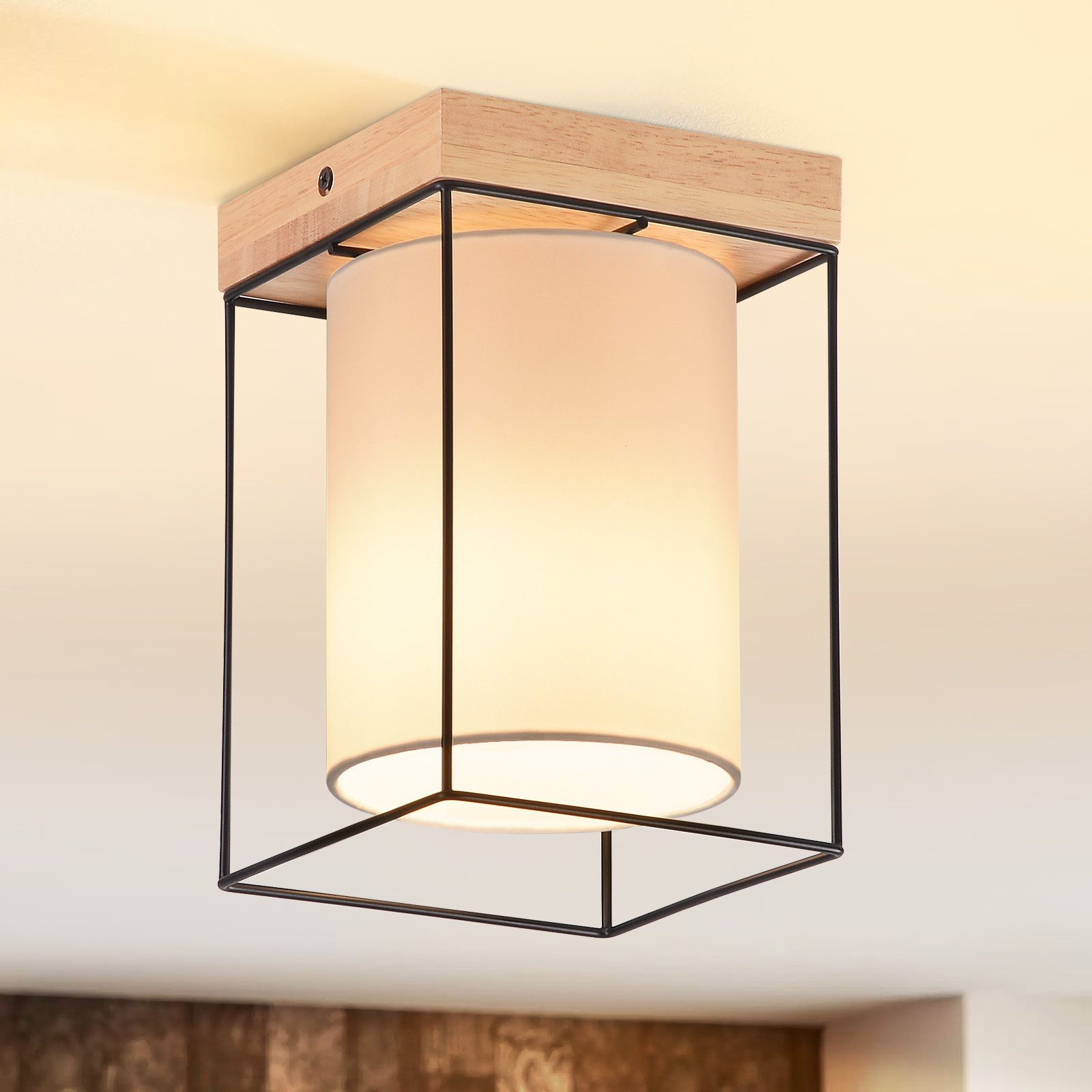 Nettlife lámpara para pasillo, lámpara de madera, 1 bombilla e14,