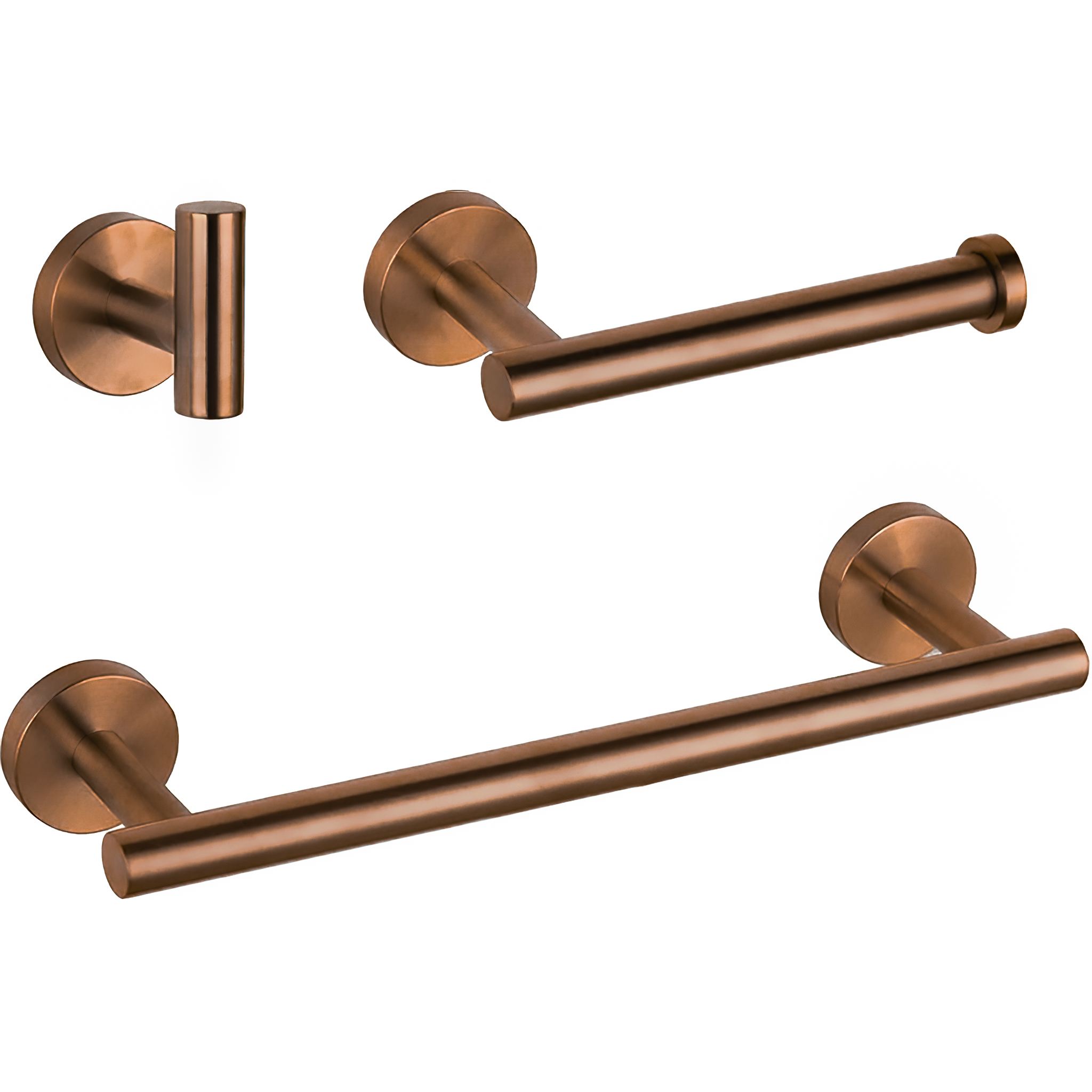 Valaz accesorios baño oro rosa cepillado toallero 30cm+1percha+portarollos