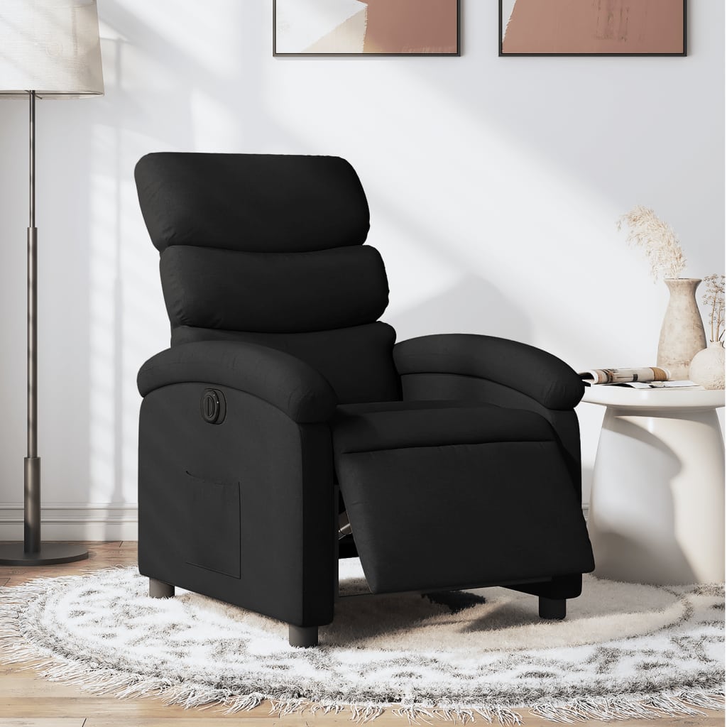 Sillón reclinable eléctrico de tela negro qweo2008