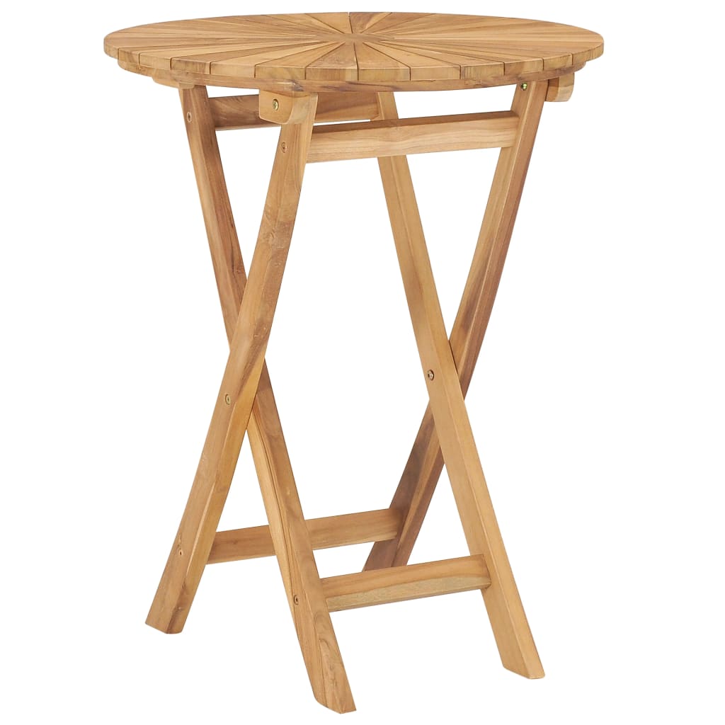Mesa de jardín plegable madera maciza de teca ø 60 cm es9235