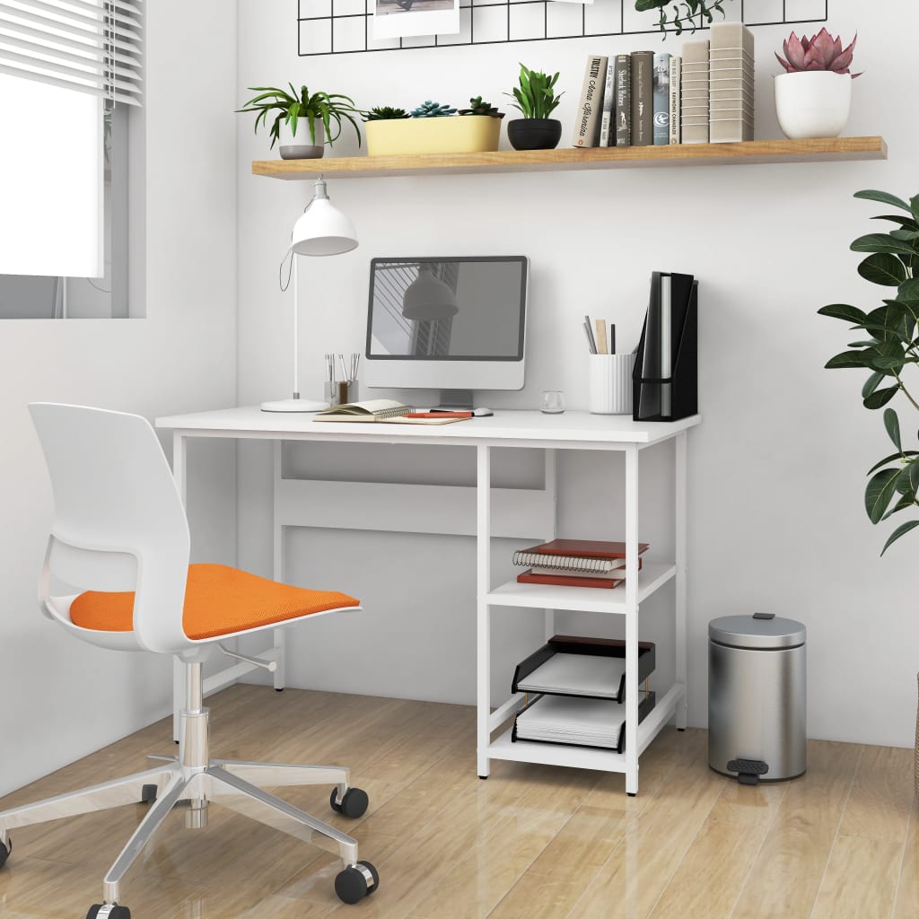 Escritorio para ordenador de mdf y metal blanco 105x55x72 cm