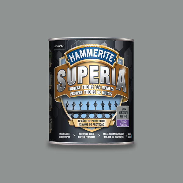 Hammerite superia esmalte antioxidante satinado gris 750 ml