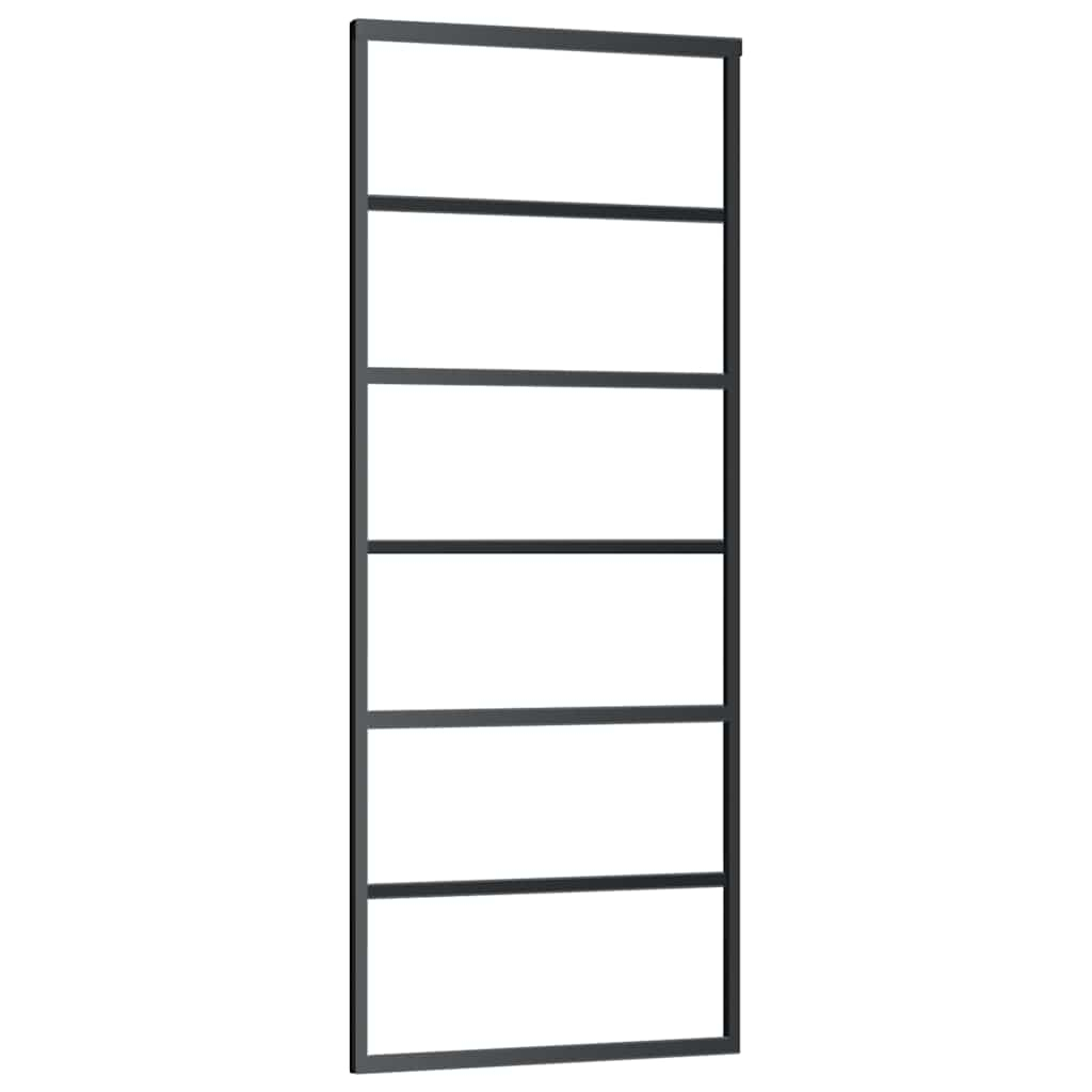 vidaXL puerta corredera esg vidrio y aluminio negra 76x205 cm