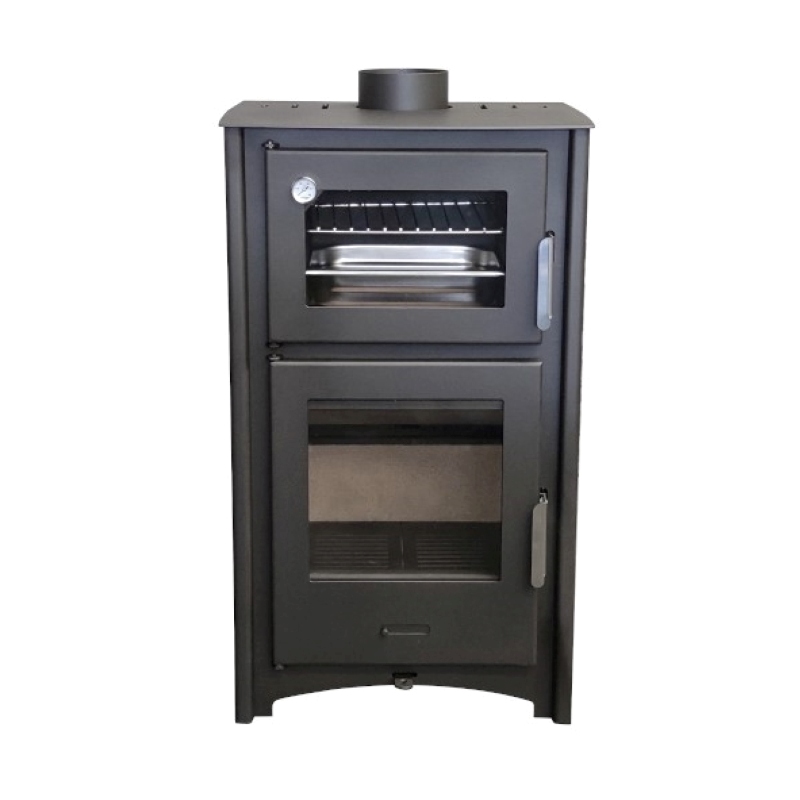 Estufa de leña con horno aroa 12 kw acero vermiculita y horno refractario
