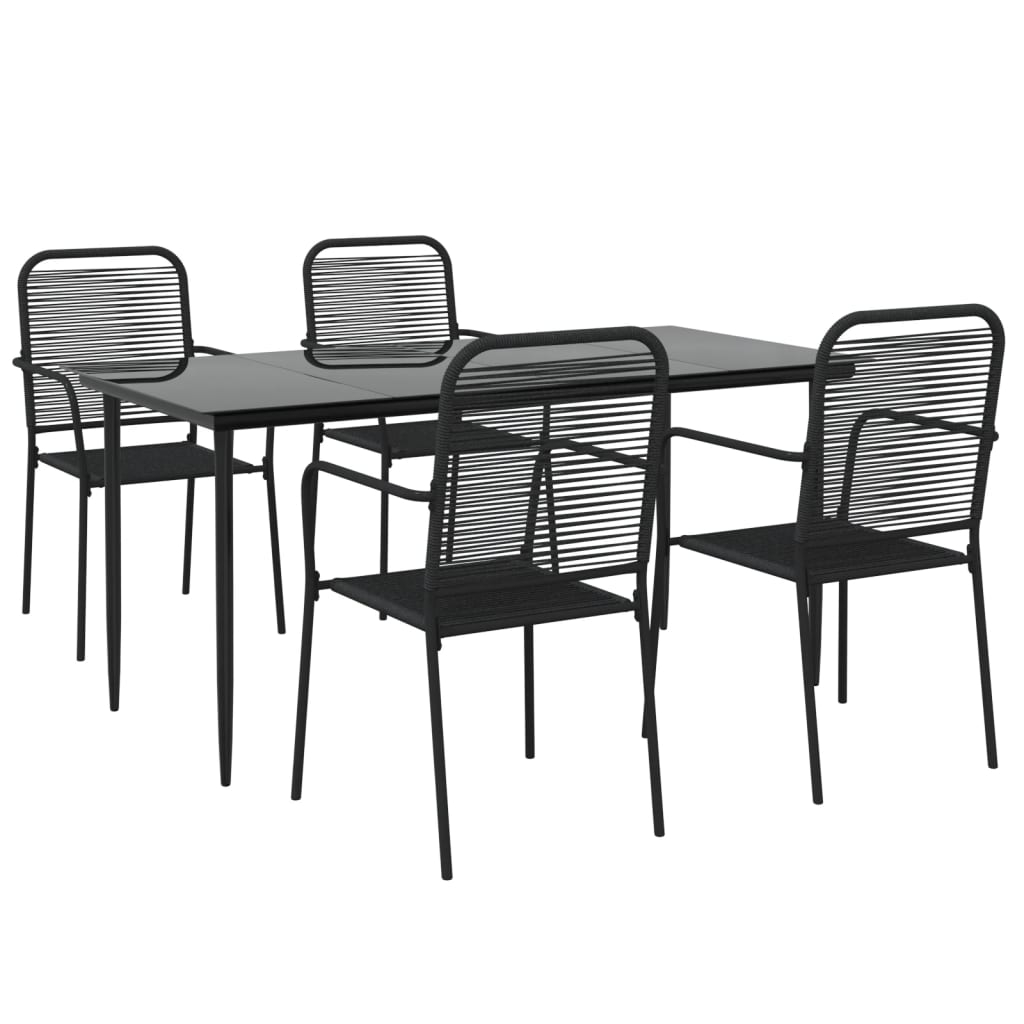 vidaXL juego de comedor jardín 5 pzas acero y cuerda de algodón negro