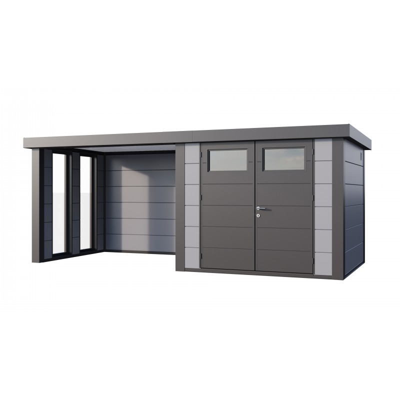 Caseta jardin nh6 con apoyo e ventanas a la izq | gris claro | novo habitat