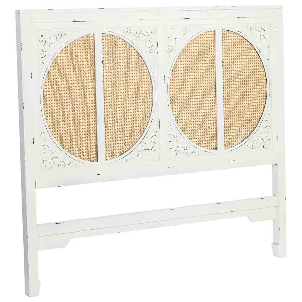 Cabezal de cama de madera con rejilla blanco 150x5x130h cm
