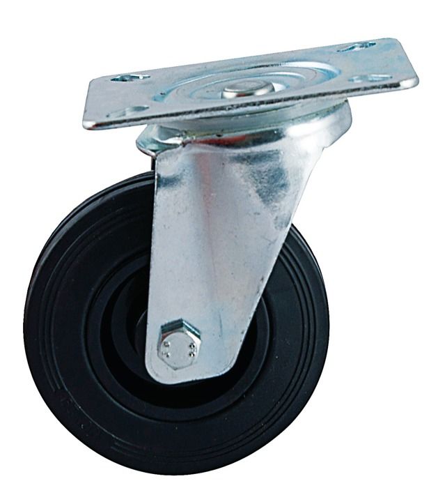 Rueda giratoria con platina rectangular avl - rueda de goma negra ø 80 - ca