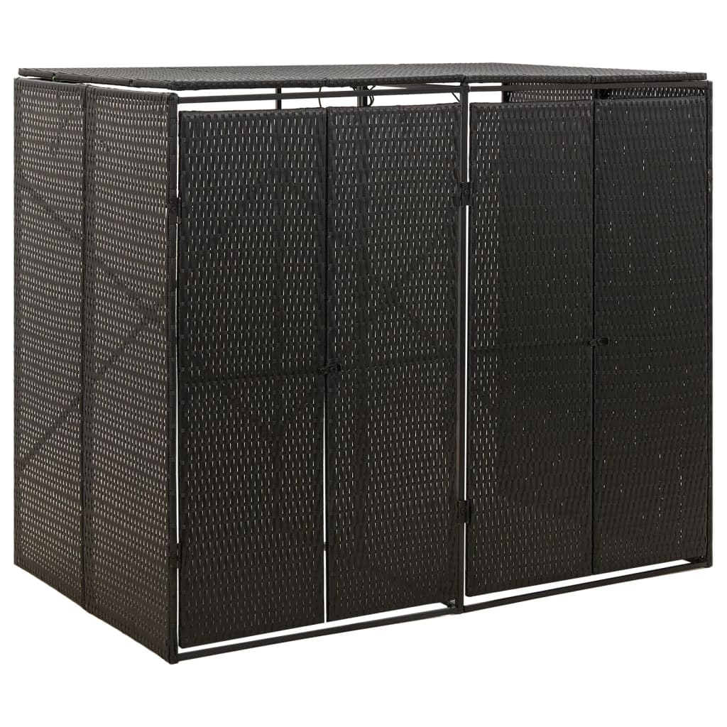 vidaXL cobertizo para 2 contenedores de basura ratán pe 140x80x117cm