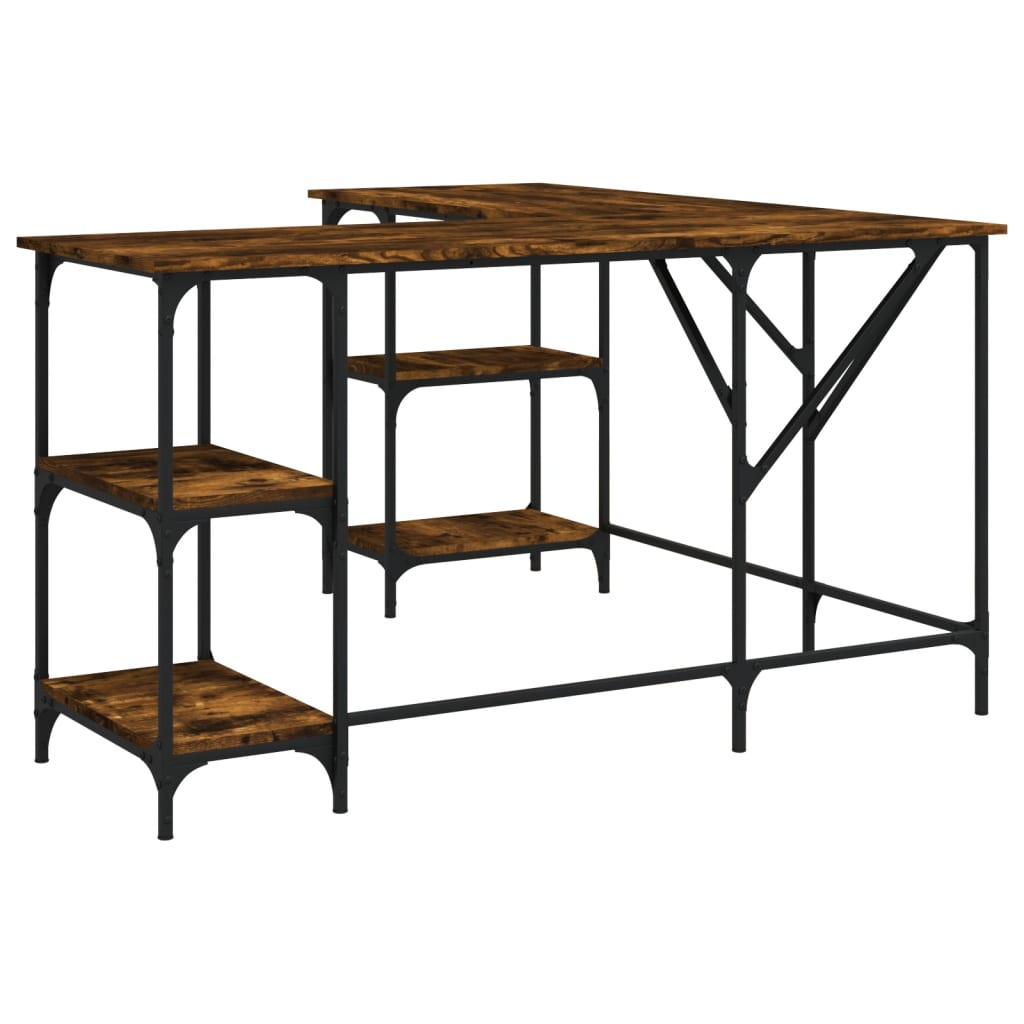 vidaXL escritorio madera de ingeniería roble ahumado 139x139x75 cm