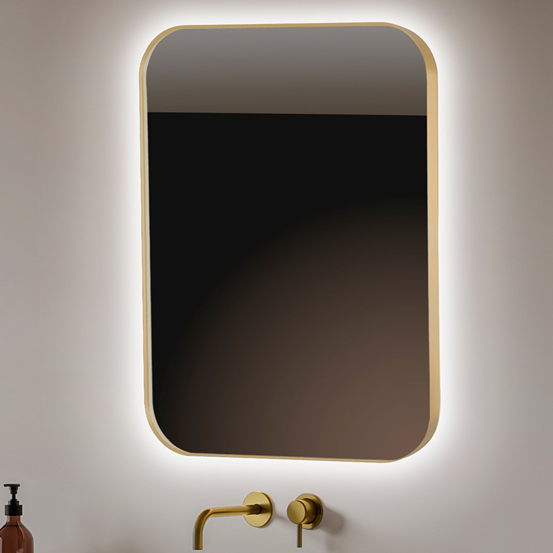 Espejo de baño LED retroiluminado b-961 marco dorado – 60x80 cm