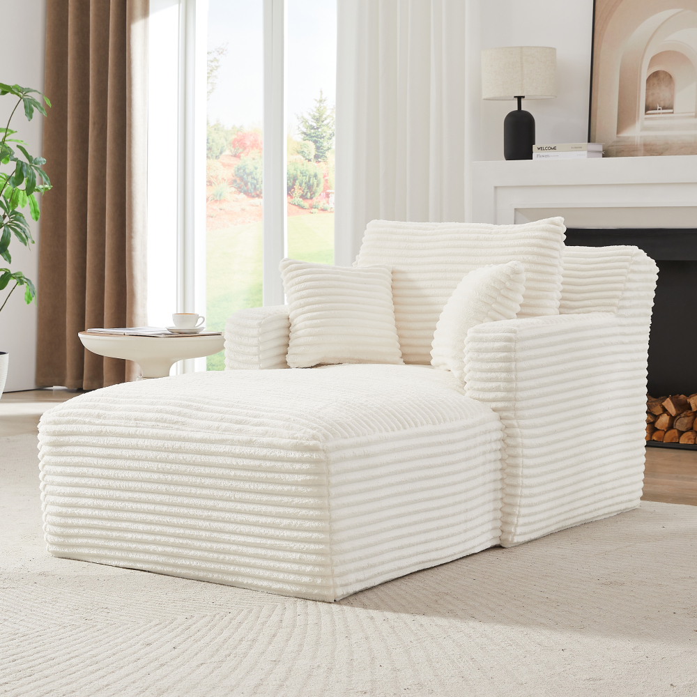 Sofá chaise longue pana crema 1 plaza convertible en cama