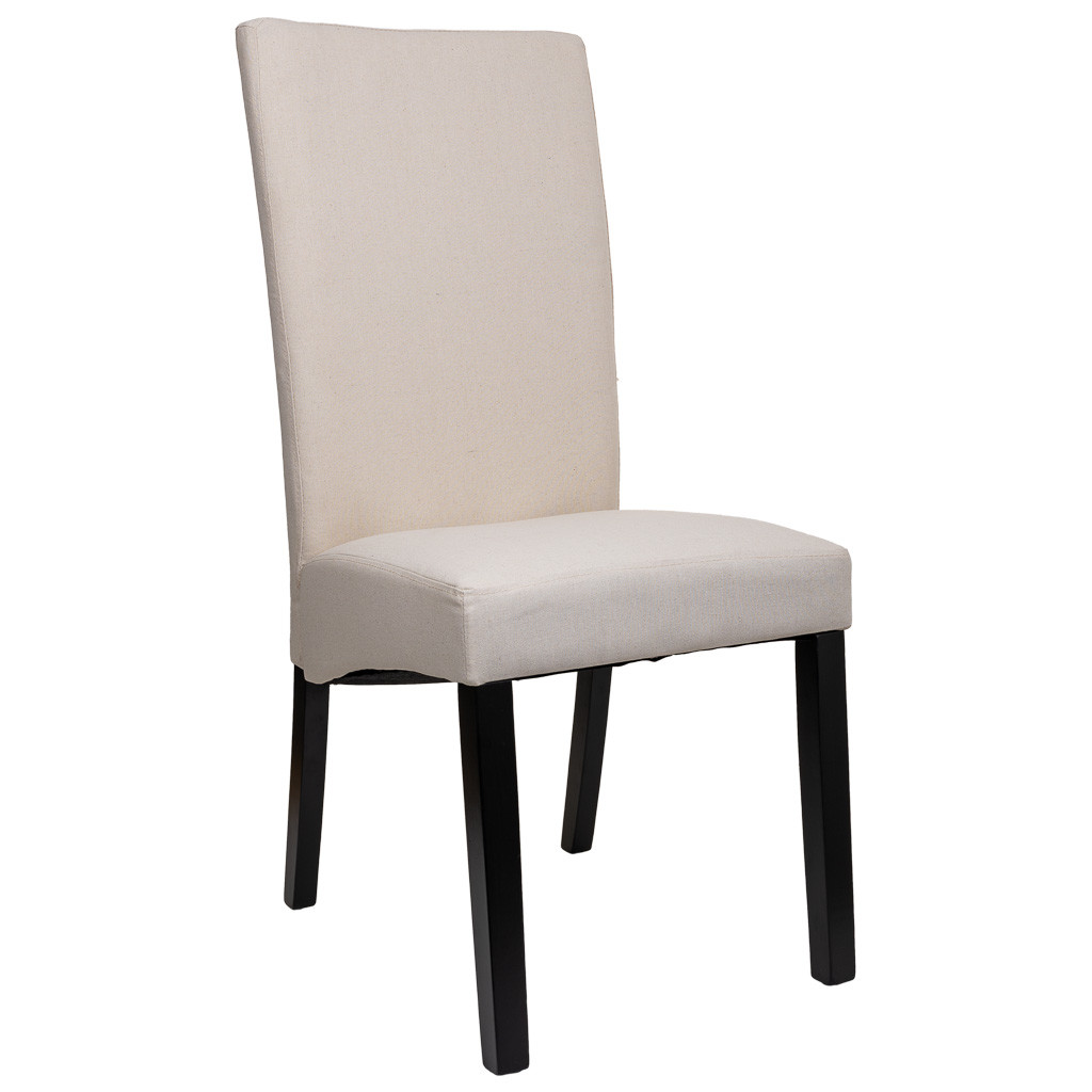 Silla de madera tapizada color crema 49x48x42/102
