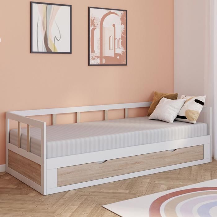 Cama nido convertible blanca de haya - 90 x 190 cm