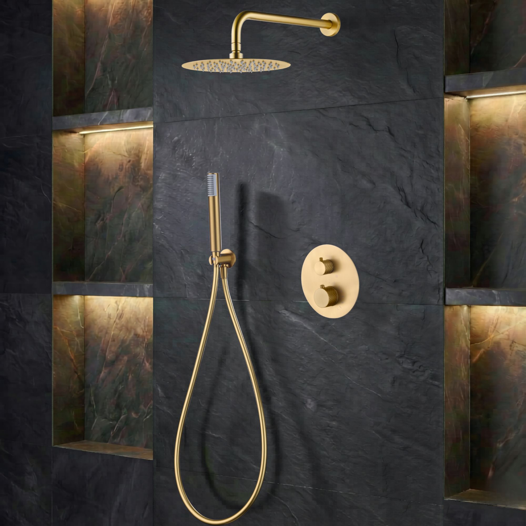 Imex - columna ducha empotrada termostática oro serie génova