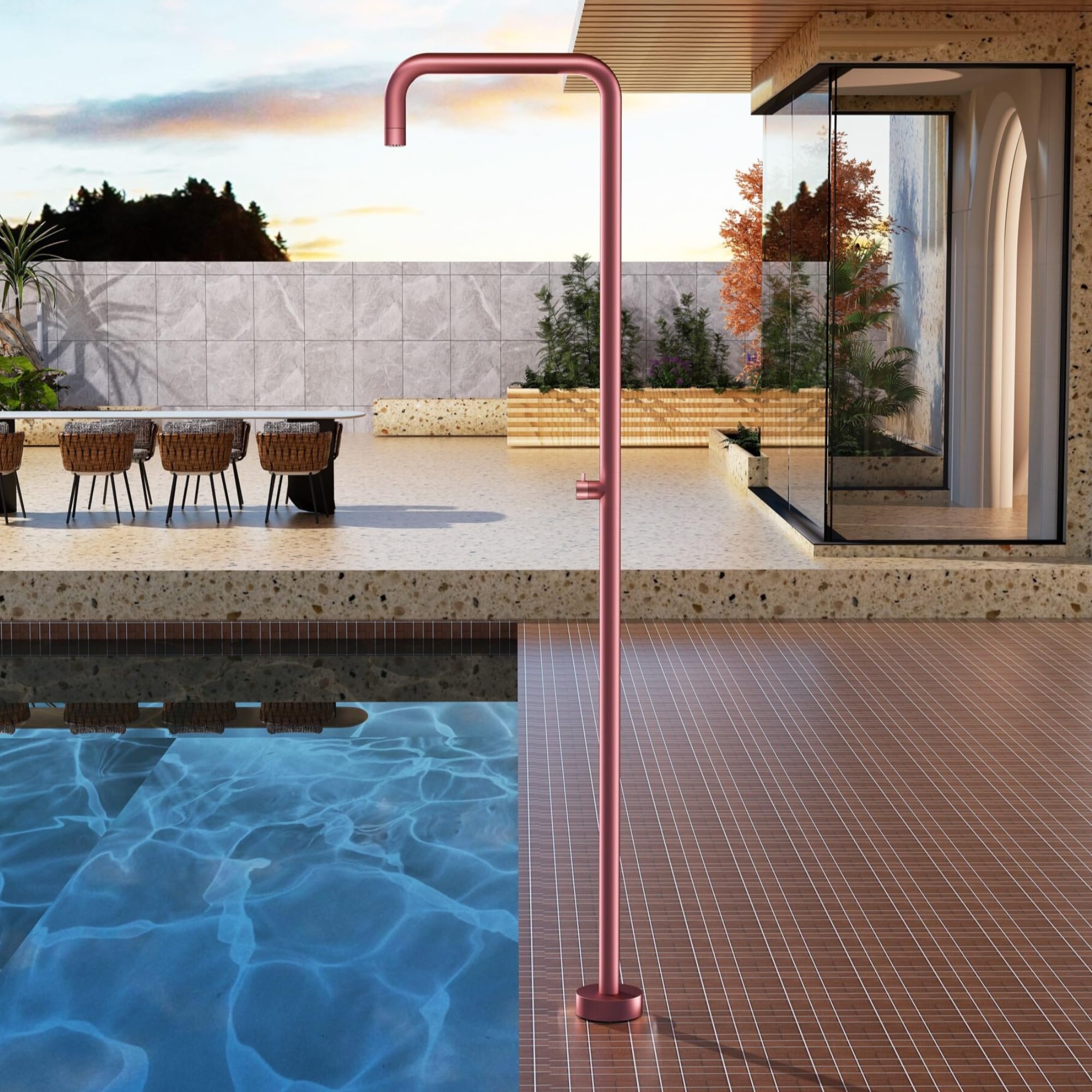 Imex - ducha piscina exterior acero s.316 rosa serie utah