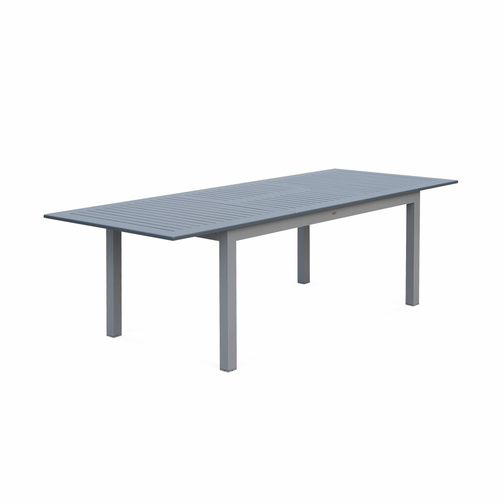 Mesa de jardín extensible de aluminio de 8 plazas gris 244x100x75 cm