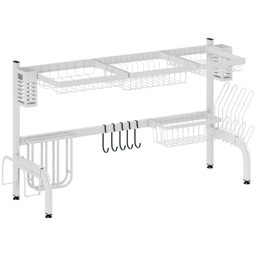 Escurreplato 100x30x54.5 cm acero color blanco Homcom, hogar - cocina