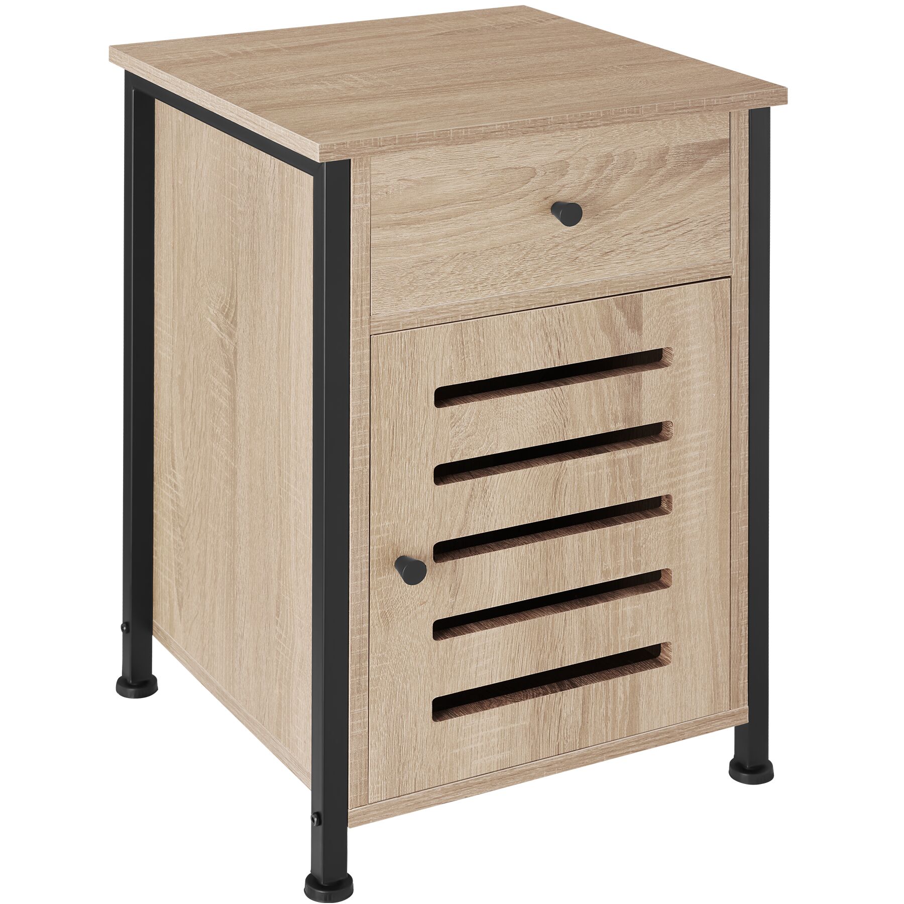 Mesilla de noche 40x42x60,5cm, madera industrial clara, roble sonoma