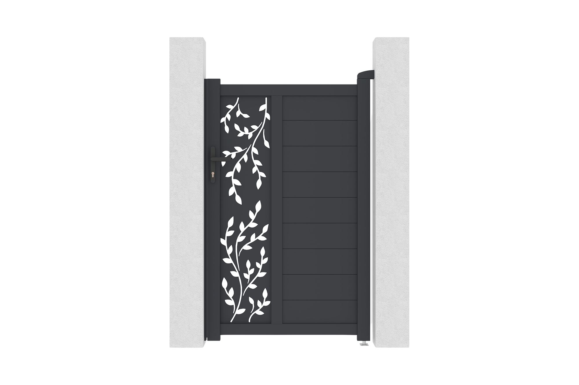 Puerta peatonal folya 1x1,60 m aluminio gris + 2 postes