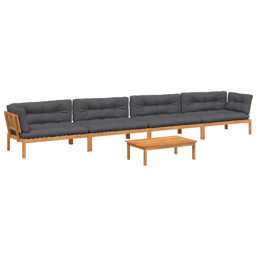 vidaXL set de sofás de palets de jardín y cojines 5 pzas madera acacia