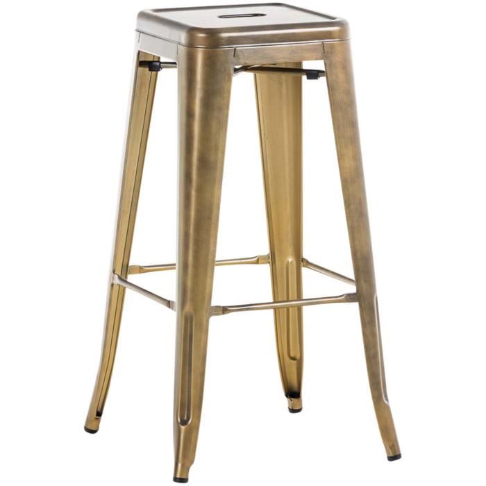 Taburete de bar industrial dorado - asiento cuadrado - 76 cm