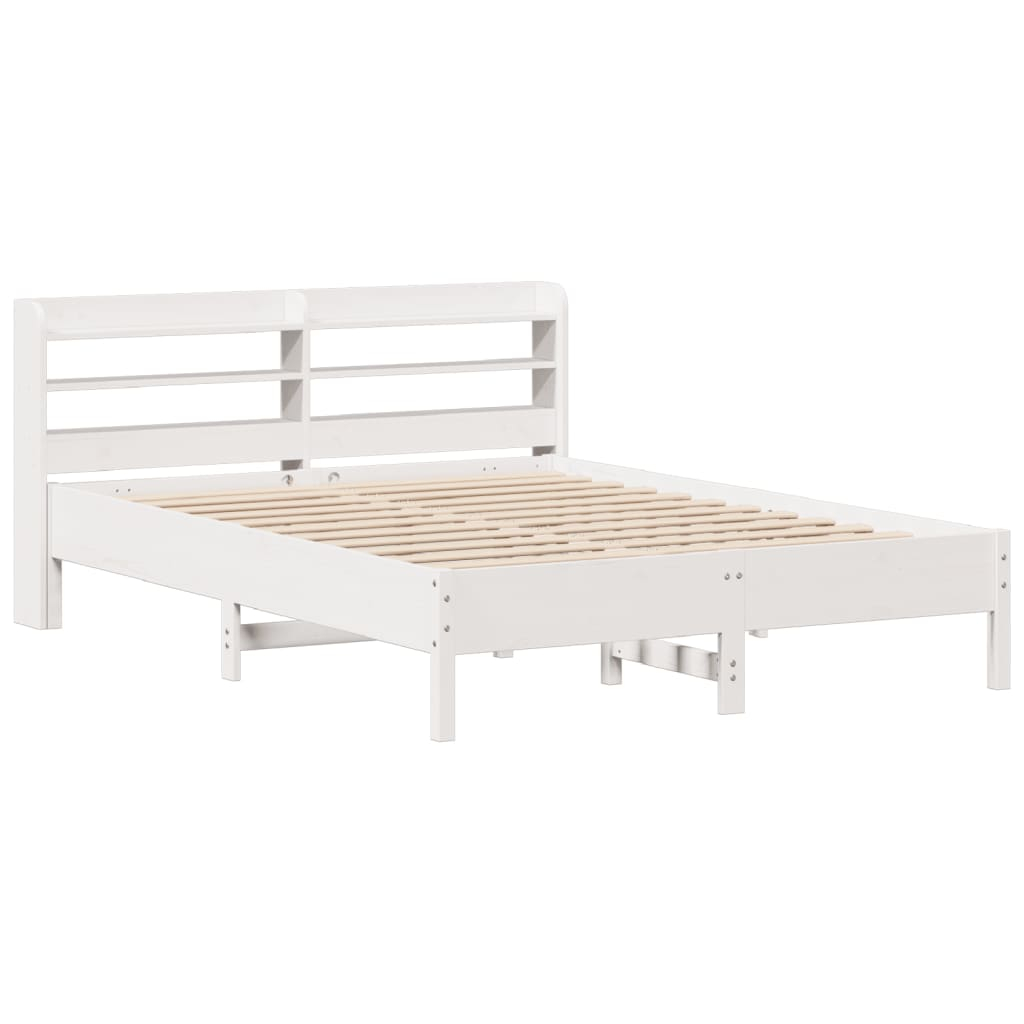 vidaXL estructura de cama sin colchón madera de pino blanco 135x190 cm