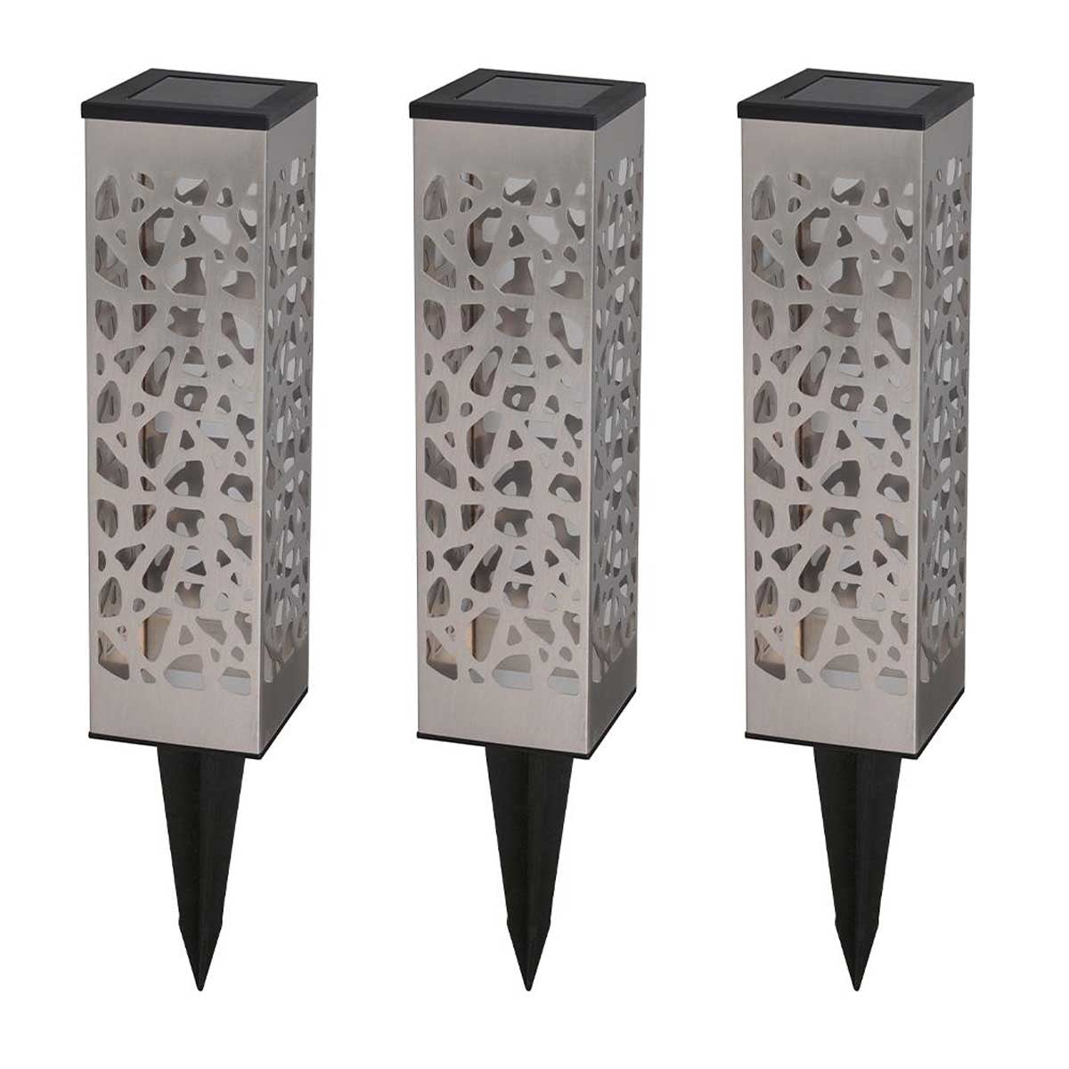 Juego de 3 luces solares para suelo h31cm organic