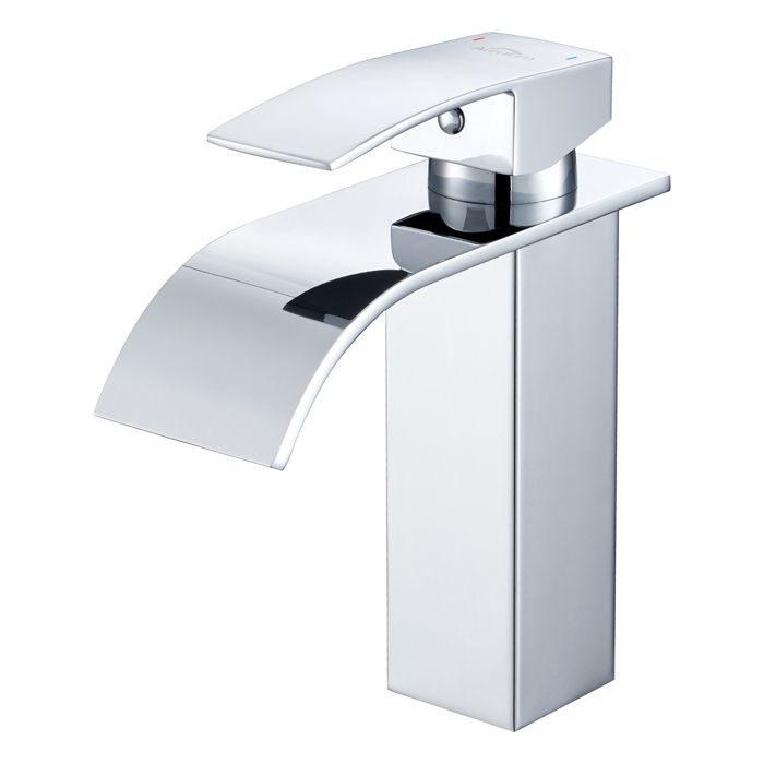 Grifo de lavabo - cromado - cascada - acero inoxidable - mezclador - diseño