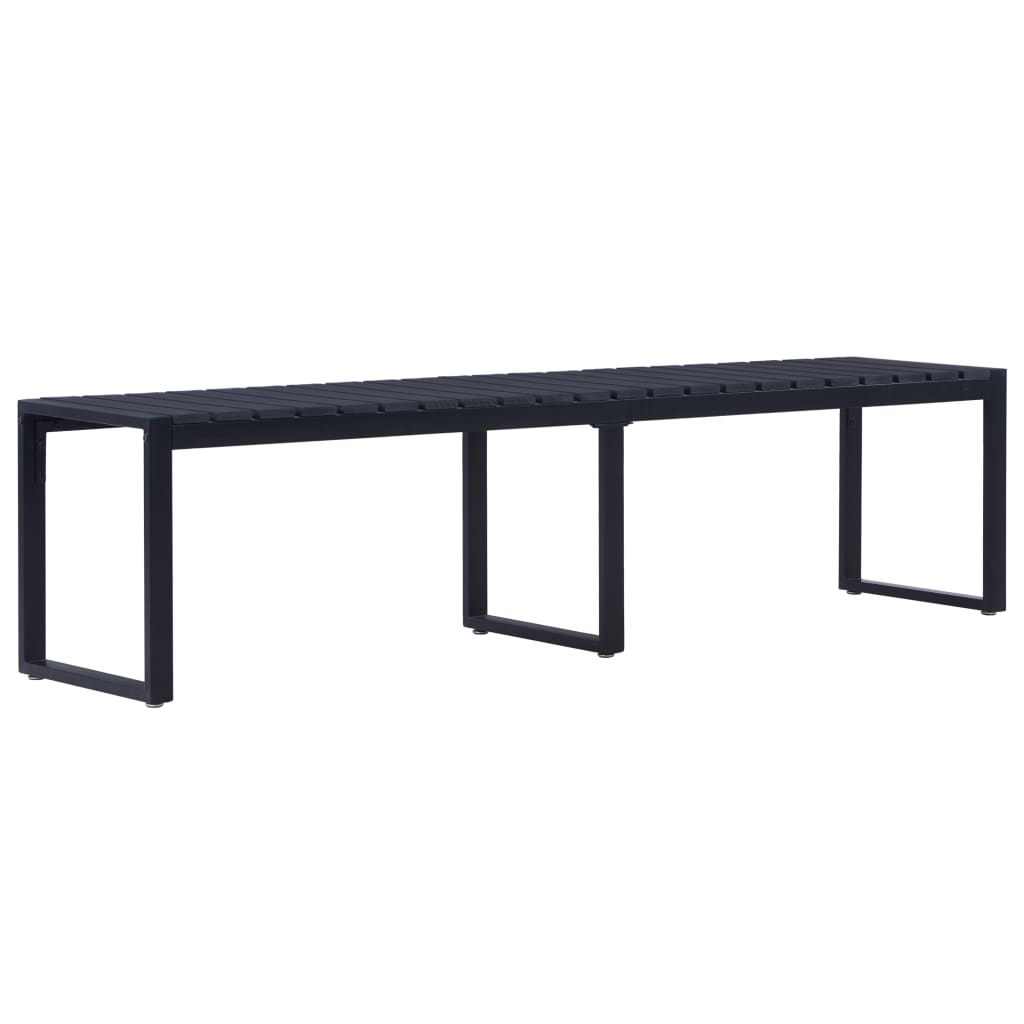 vidaXL banco de jardín tablero ps negro 180 cm