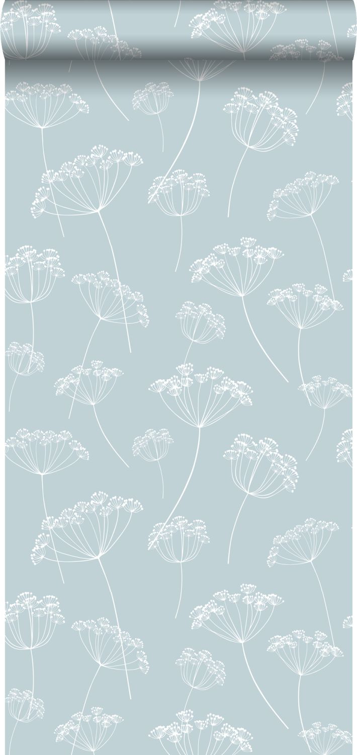 Walls4you papel pintado diseño floral azul celeste - 53 cm x 10.05 m