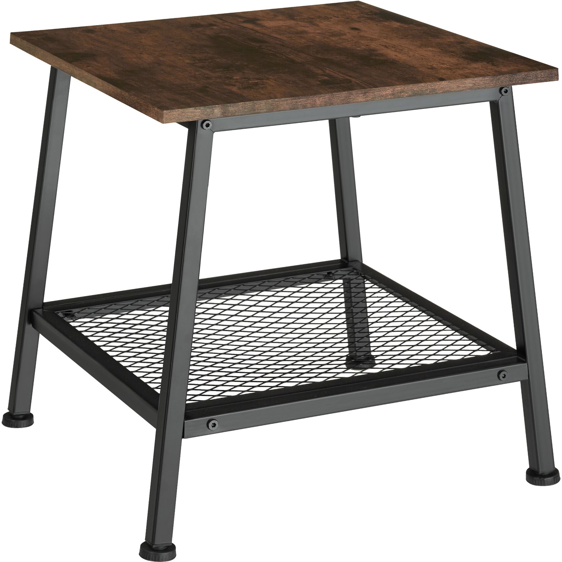 Mesa auxiliar 45,5x45x47cm, madera industrial oscura, rústica