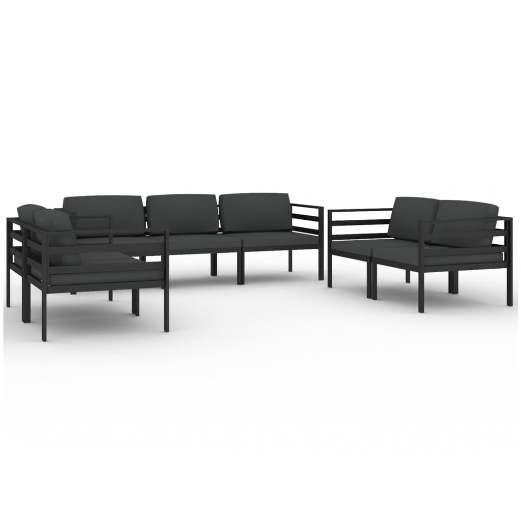 vidaXL set muebles de jardín 7 pzas y cojines aluminio gris antracita