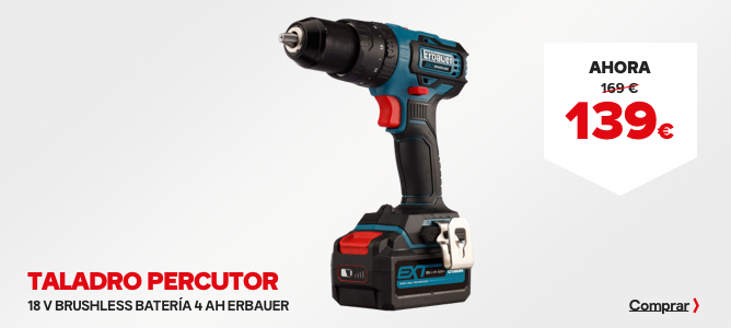 Taladro percutor 18 V brushless bater&iacute;a 4 Ah Erbauer